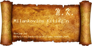Milankovics Kilián névjegykártya